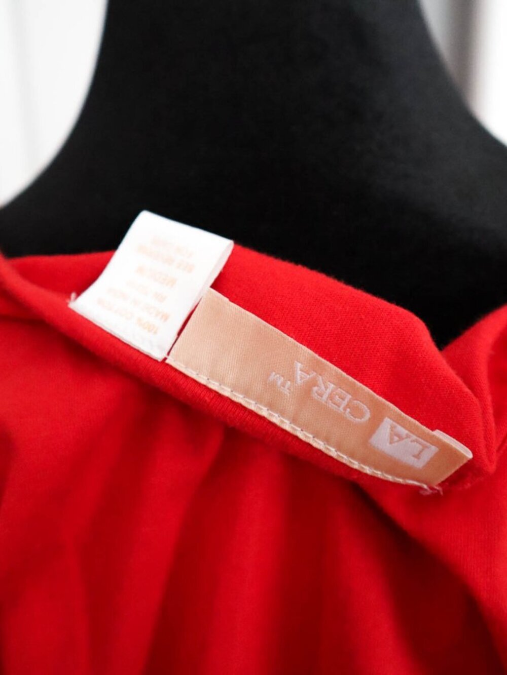 La Cera Dress Cotton Red & Embroidered Floral Design Sz M Pockets Resortwear - Picture 7 of 8